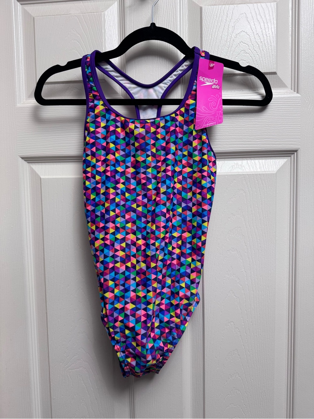 Speedo Girls' Multicolor Geometric One-Piece Swimsuit